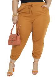 Cala Caramelo Jogger com Bolsos Plus Size