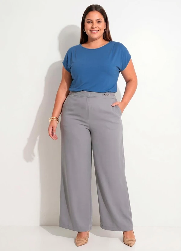 Marguerite - Calça Cinza em Crepe Plano 13