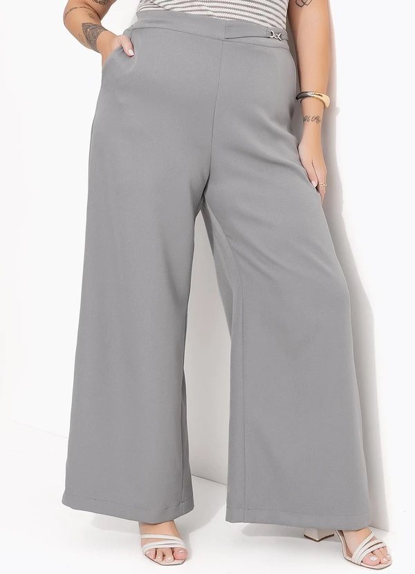 Marguerite - Calça Cinza em Crepe Plano 6