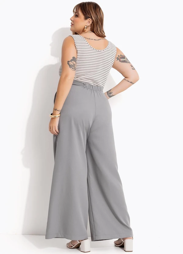 Marguerite - Calça Cinza em Crepe Plano 7