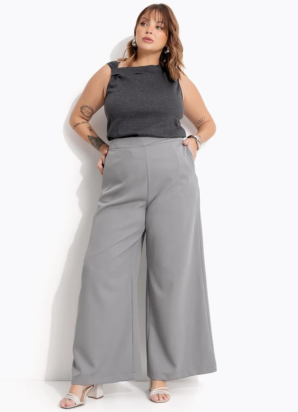 Marguerite - Calça Cinza em Crepe Plano 9