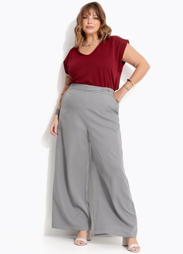 Marguerite - Calça Cinza em Crepe Plano 10