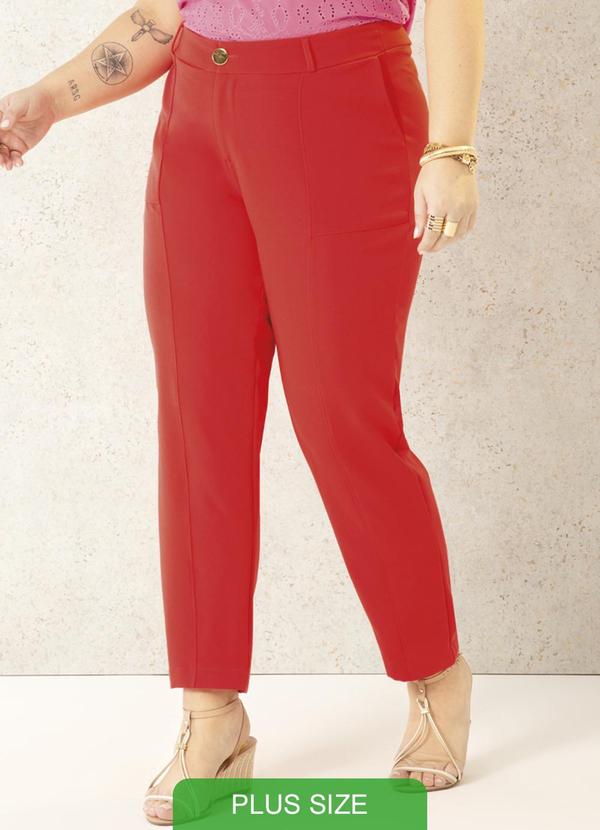 Cativa Plus Size - Calça Feminina de Cintura Alta Vermelho