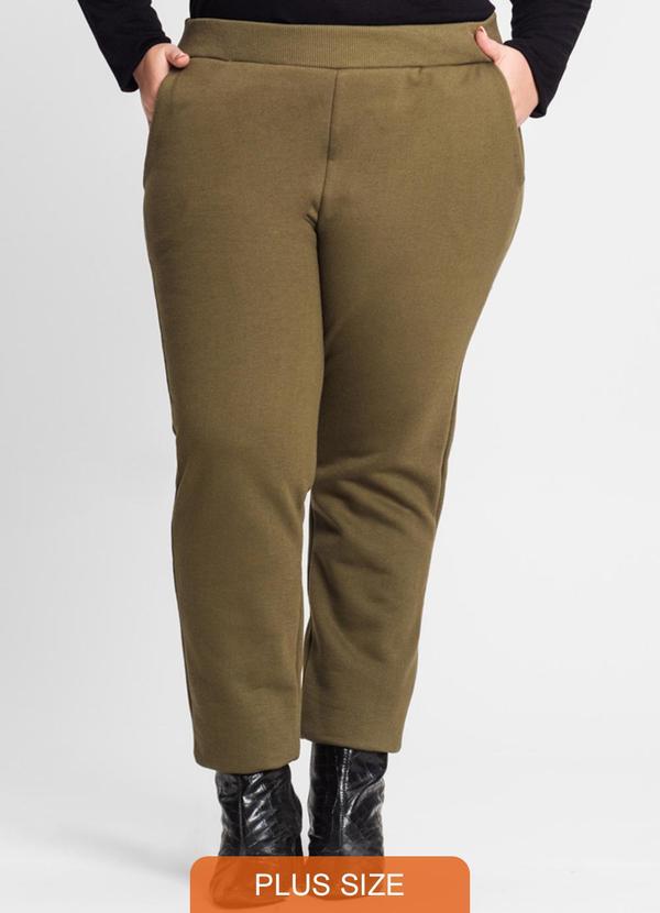 Rovitex - Calça Feminina em Moletom Plus Size Verde
