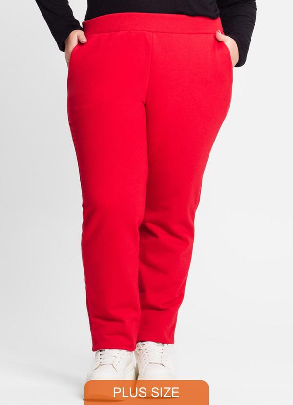Rovitex - Calça Feminina em Moletom Plus Size Vermelho