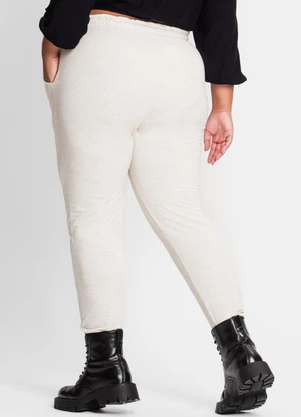 Secret Glam - Calça Feminina Plus Size em Moletinho Bege - SECRET GLAM