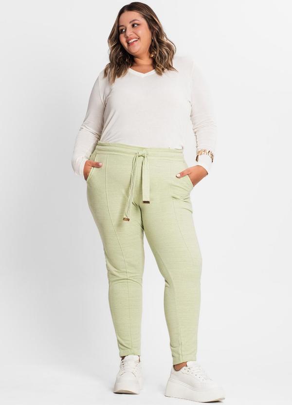 Secret Glam - Calça Feminina Plus Size em Moletinho Verde 3