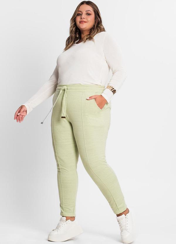 Secret Glam - Calça Feminina Plus Size em Moletinho Verde 5