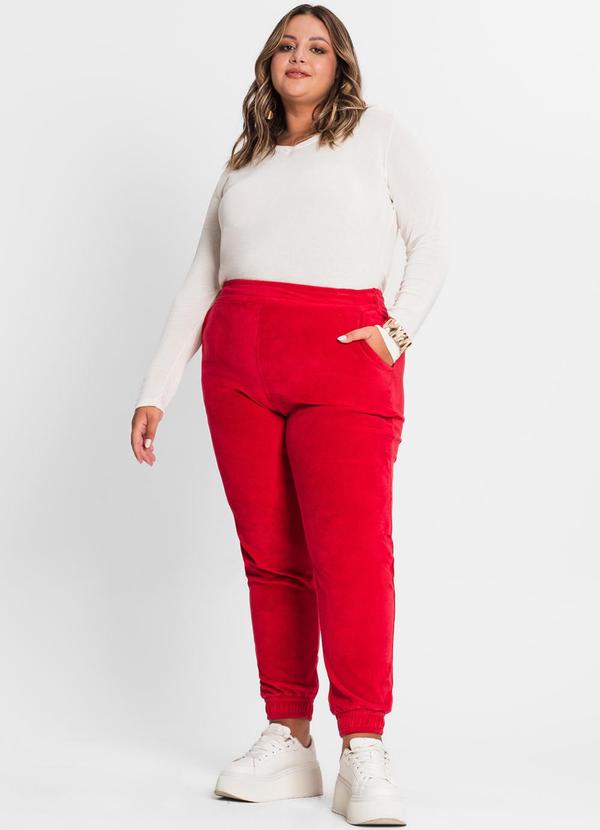 Secret Glam - Calça Feminina Plus Size em Plush Vermelho 3