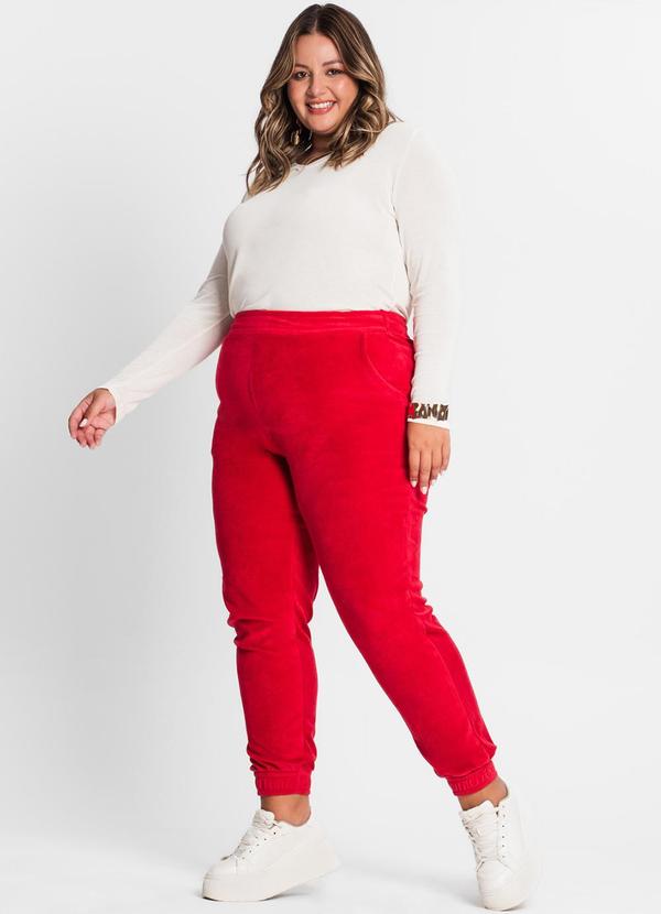 Secret Glam - Calça Feminina Plus Size em Plush Vermelho 5