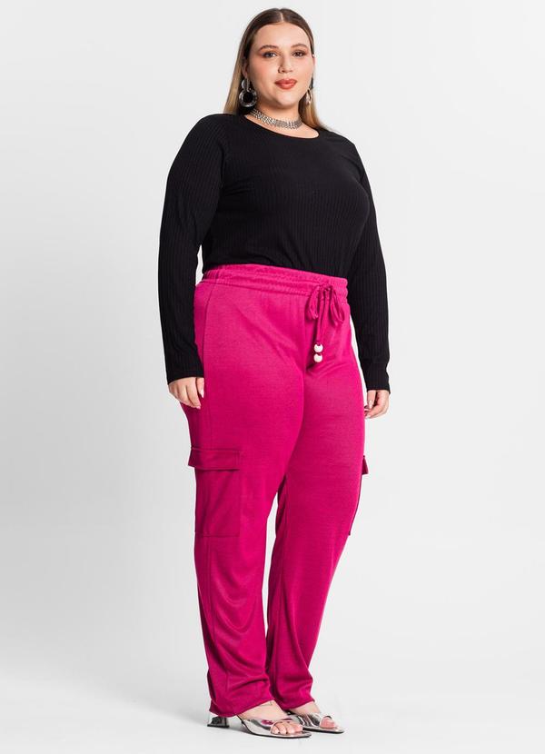 Secret Glam - Calça Feminina Plus Size em Ribana Duo Rosa 3