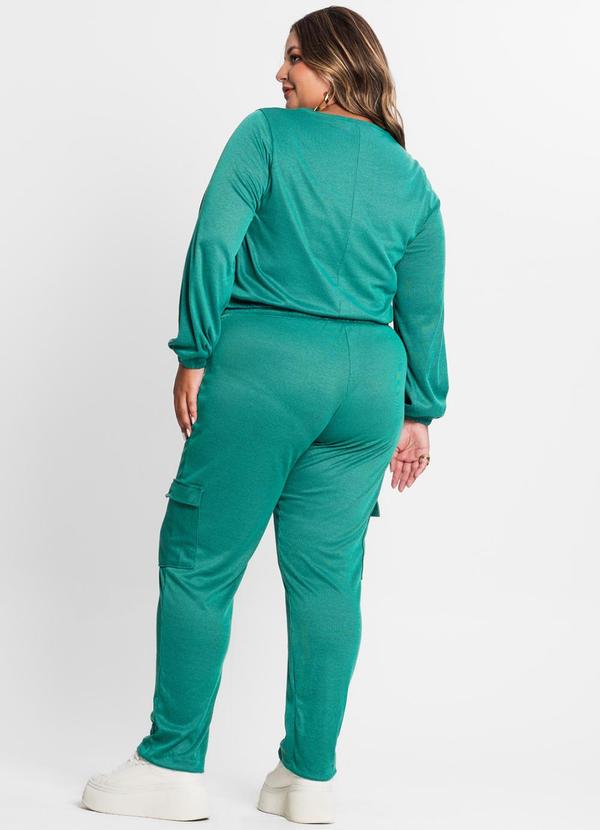 Secret Glam - Calça Feminina Plus Size em Ribana Duo Verde 4