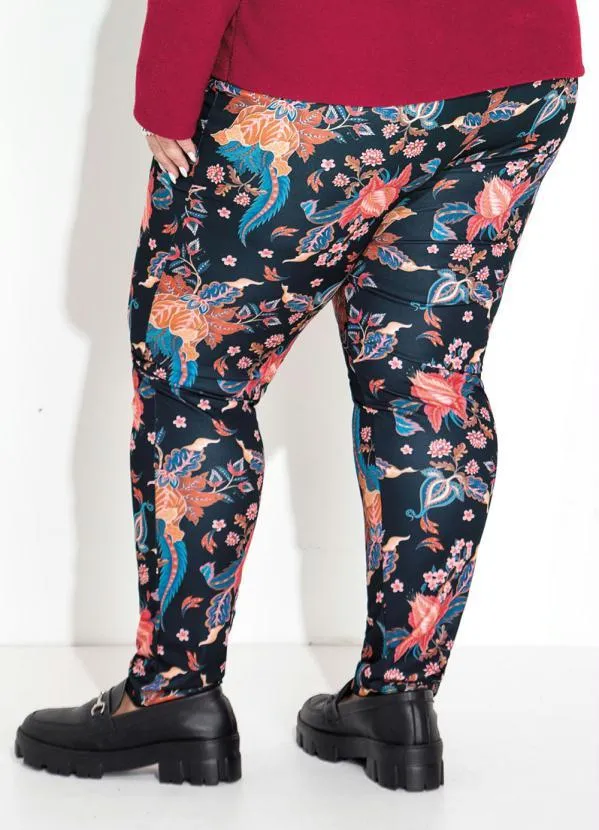 Marguerite - Calça Floral Preto Justinha Plus Size 2
