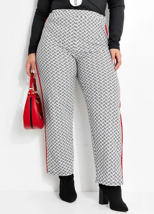 Marguerite - Calça Geométrico Preto e Branco em Moletinho - MARGUERITE