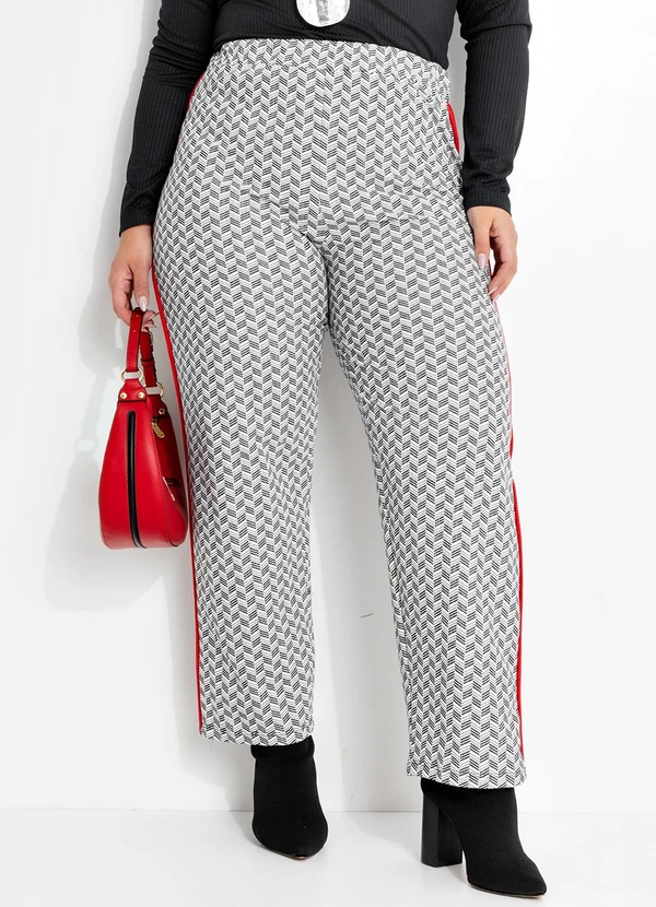 Marguerite - Calça Geométrico Preto e Branco em Moletinho