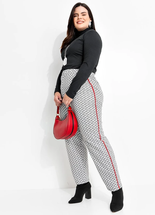 Marguerite - Calça Geométrico Preto e Branco em Moletinho 3