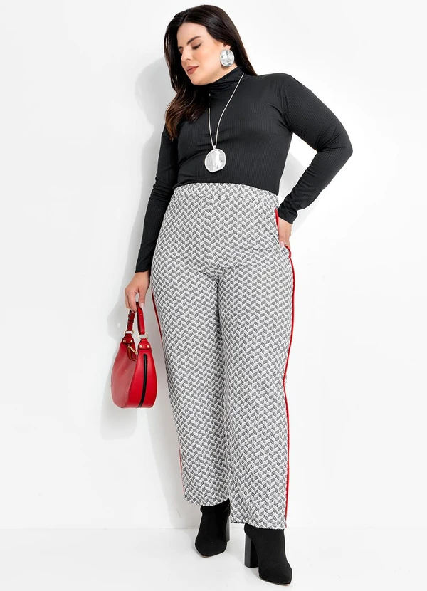 Marguerite - Calça Geométrico Preto e Branco em Moletinho 4