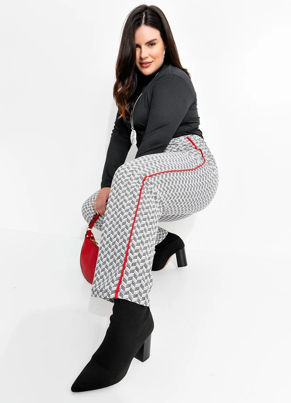 Marguerite - Calça Geométrico Preto e Branco em Moletinho