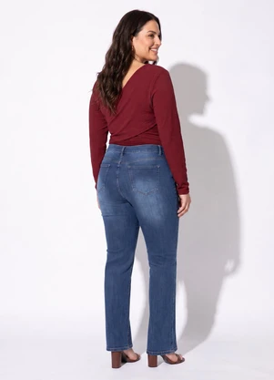Marguerite - Calça Jeans Azul Escuro Flare com Elastano - MARGUERITE