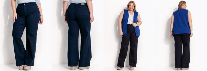 Cal�a Jeans Escuro em Jeans com Elastano