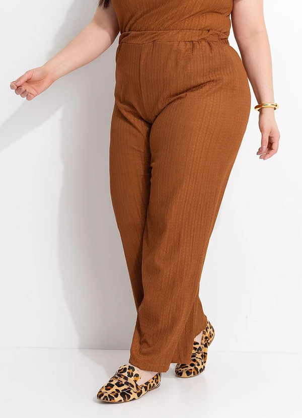 Marguerite - Calça Marrom Reta Texturizada 3