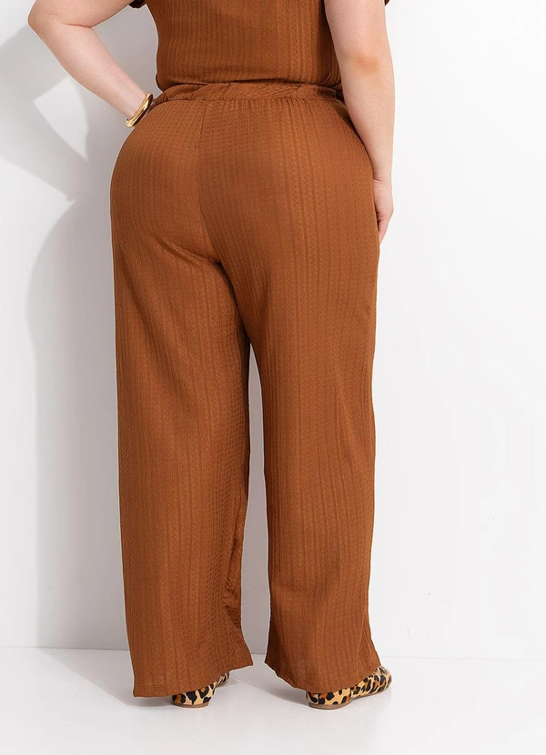 Marguerite - Calça Marrom Reta Texturizada 2