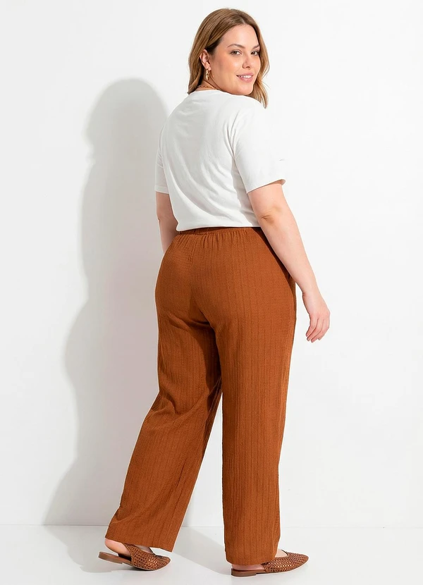 Marguerite - Calça Marrom Reta Texturizada 5