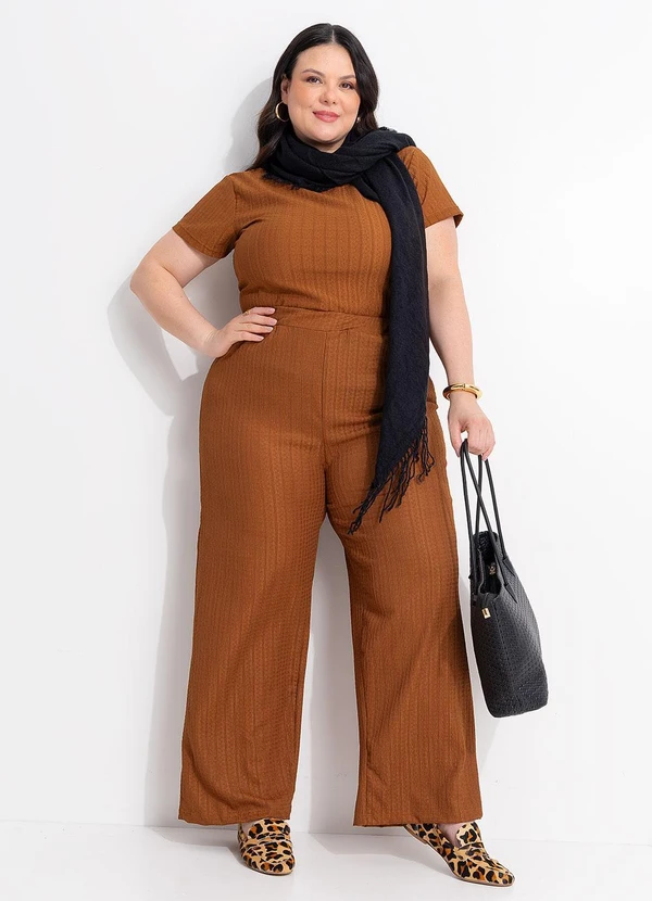 Marguerite - Calça Marrom Reta Texturizada 6