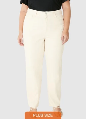 Malwee - Calça Mom em Sarja Cintura Alta PlusOff White - MALWEE