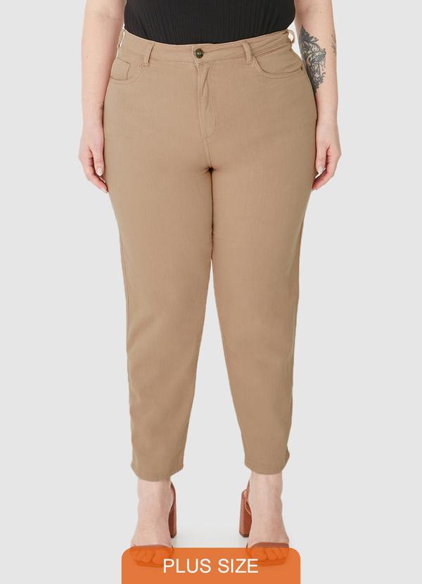 Malwee - Calça Mom Sarja Cintura Alta Bege