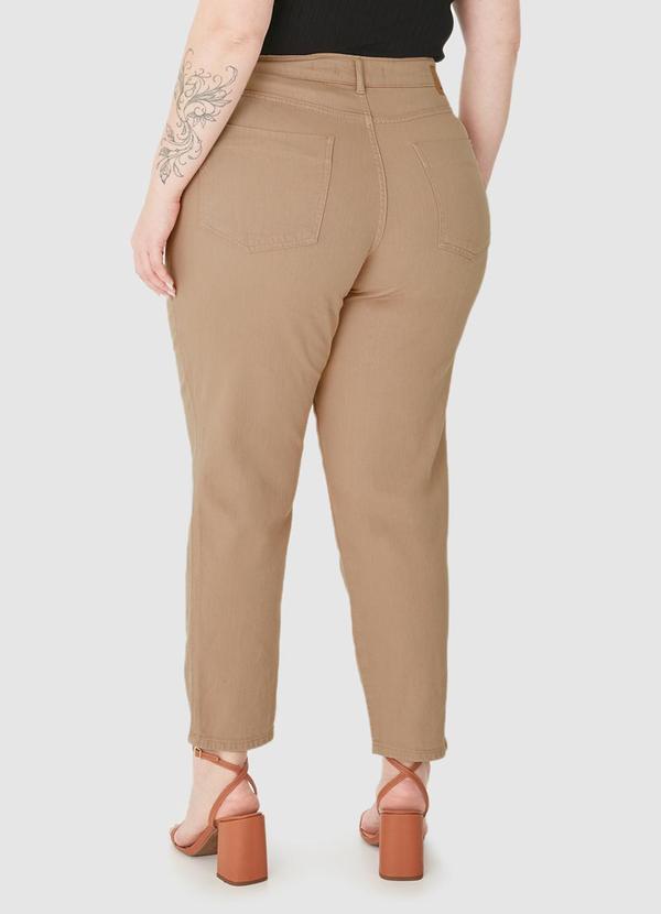 Malwee - Calça Mom Sarja Cintura Alta Bege 4