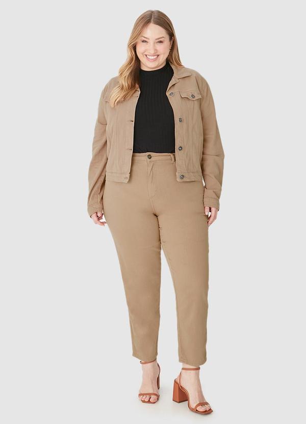 Malwee - Calça Mom Sarja Cintura Alta Bege 2