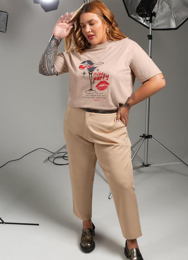 Cativa - Calça Plus Size de Alfaiataria Bege 2