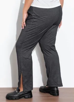 Marguerite - Calça Preta com Fenda Plus Size - MARGUERITE