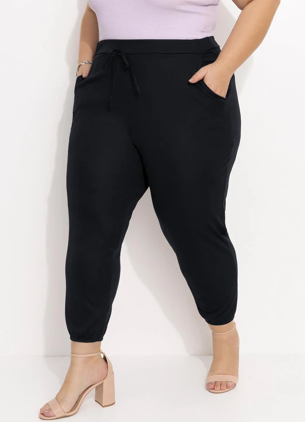 Marguerite - Calça Preta Jogger com Bolsos Plus Size 5
