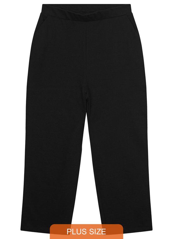 Malwee Plus - Calça Preto Feminina Reta em Anarruga