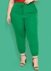 Cala Verde Bandeira Jogger com Bolsos Plus Size