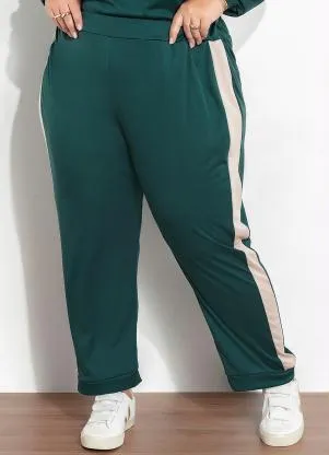 Marguerite - Calça Verde e Cáqui com Recortes Plus Size - MARGUERITE