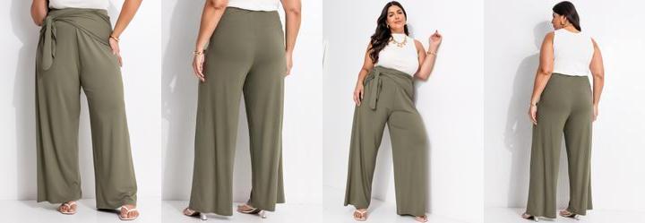 Cal�a Verde Oliva em Malha de Viscose