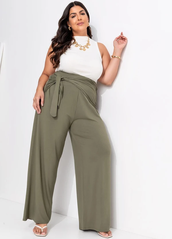 Marguerite - Calça Verde Oliva em Malha de Viscose 2