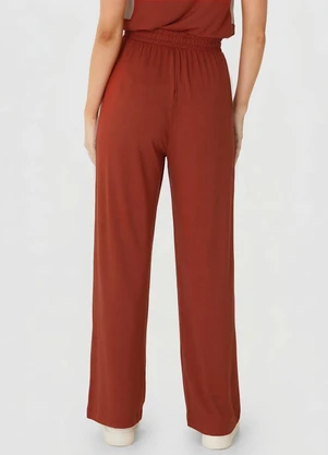 Malwee - Calça Wide Leg em Moletinho Plus Terracota - MALWEE
