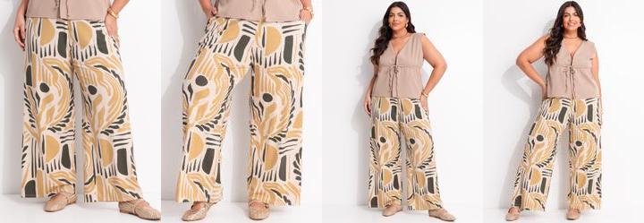 Cal�a Abstrato Bege em Malha de Viscose