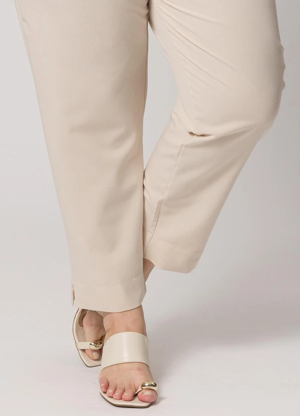 Lisamour - Calça Alfaiatada Reta Bege 4
