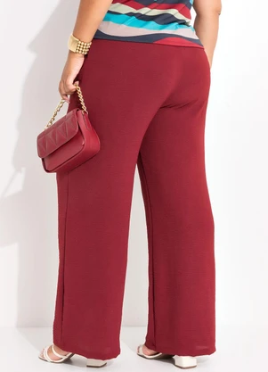 Marguerite - Calça Bordô em Crepe Plano - MARGUERITE