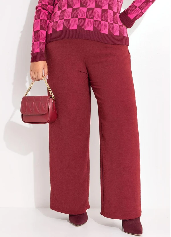 Marguerite - Calça Bordô em Crepe Plano 7