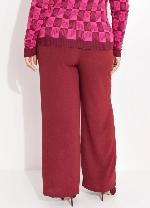 Marguerite - Calça Bordô em Crepe Plano 6