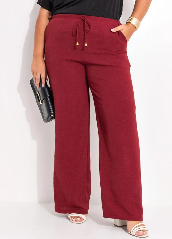 Marguerite - Calça Bordô em Crepe Plano 5