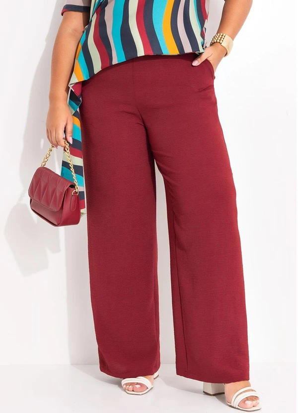 Marguerite - Calça Bordô em Crepe Plano 3