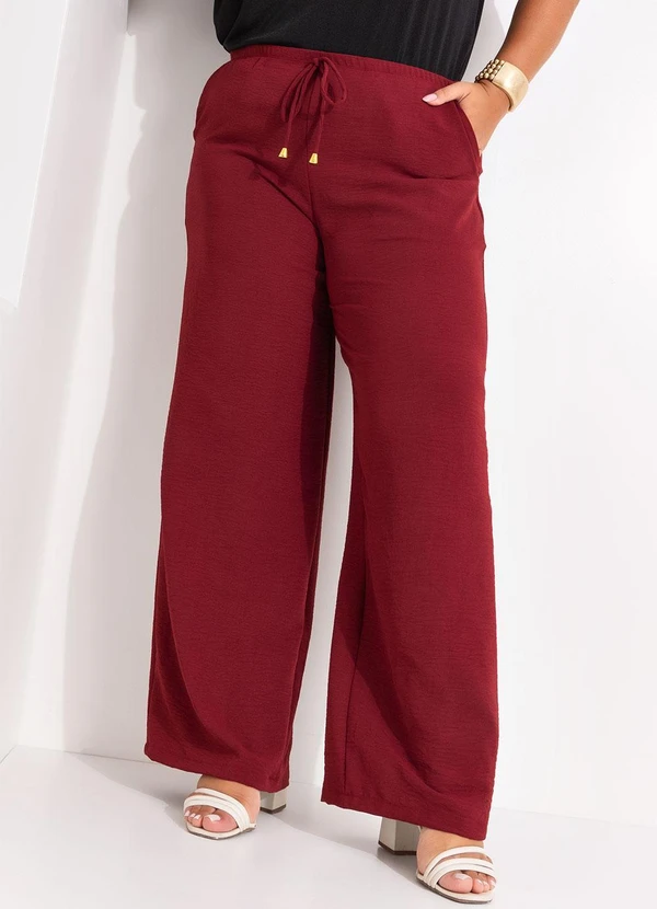 Marguerite - Calça Bordô em Crepe Plano 2