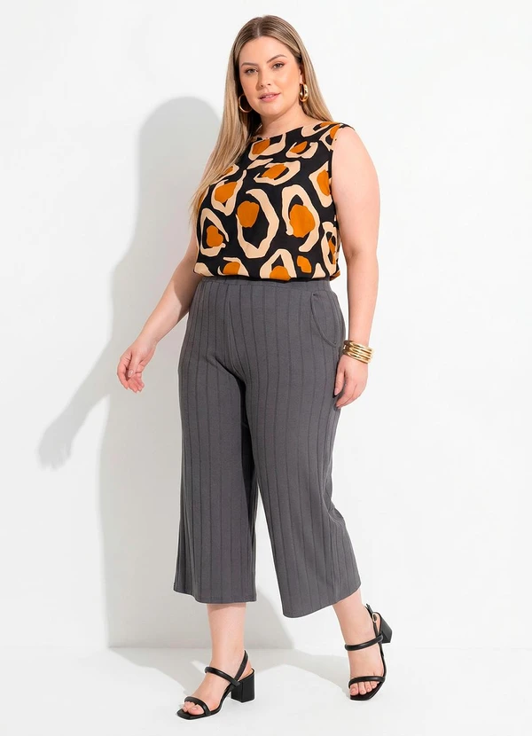 Marguerite - Calça Cinza em Malha Tricô 8